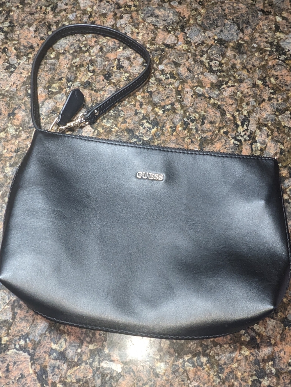 Guess Black Leather Wristlet Toiletry Pouch